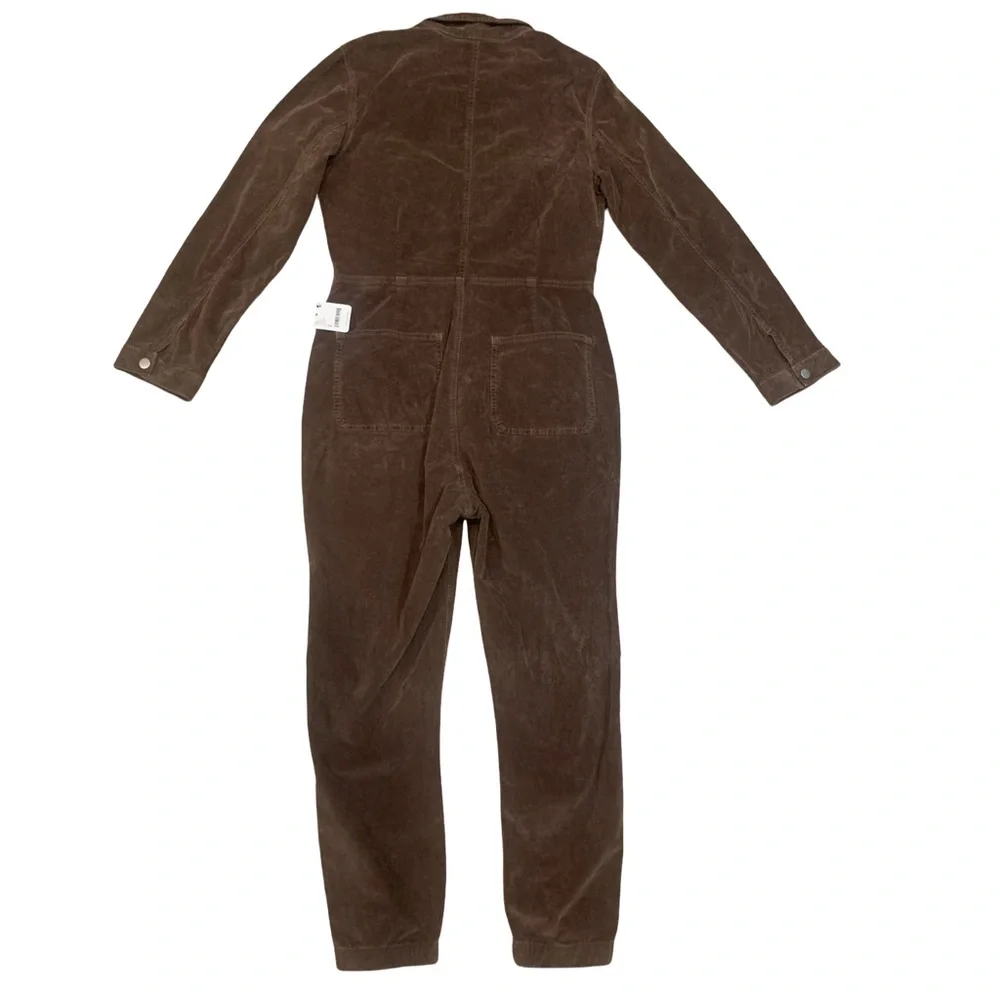 $178 NEW Free People We The Free Lennox Corduroy Chocolate Brown Sz L Jumpsuit